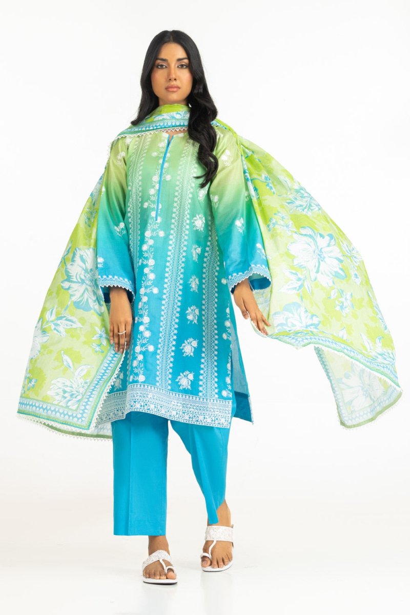 Gul Ahmed Ready to Wear 3PC Printed Lawn Suit With Embroidered IUSTKSD-327