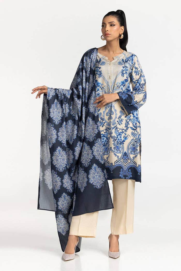 Gul Ahmed Ready to Wear 3 Piece Printed Linen Suit IUSTKSD-329