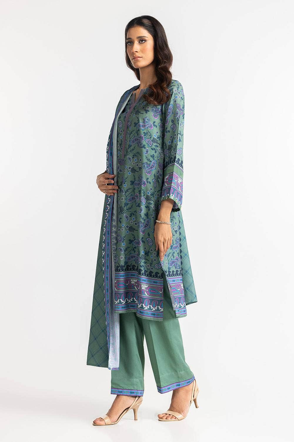 Gul Ahmed Ready to Wear 3 Piece Linen Printed Suit IUSTKSD-336