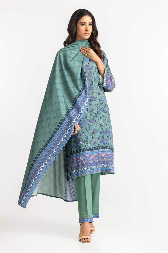 Gul Ahmed Ready to Wear 3 Piece Linen Printed Suit IUSTKSD-336