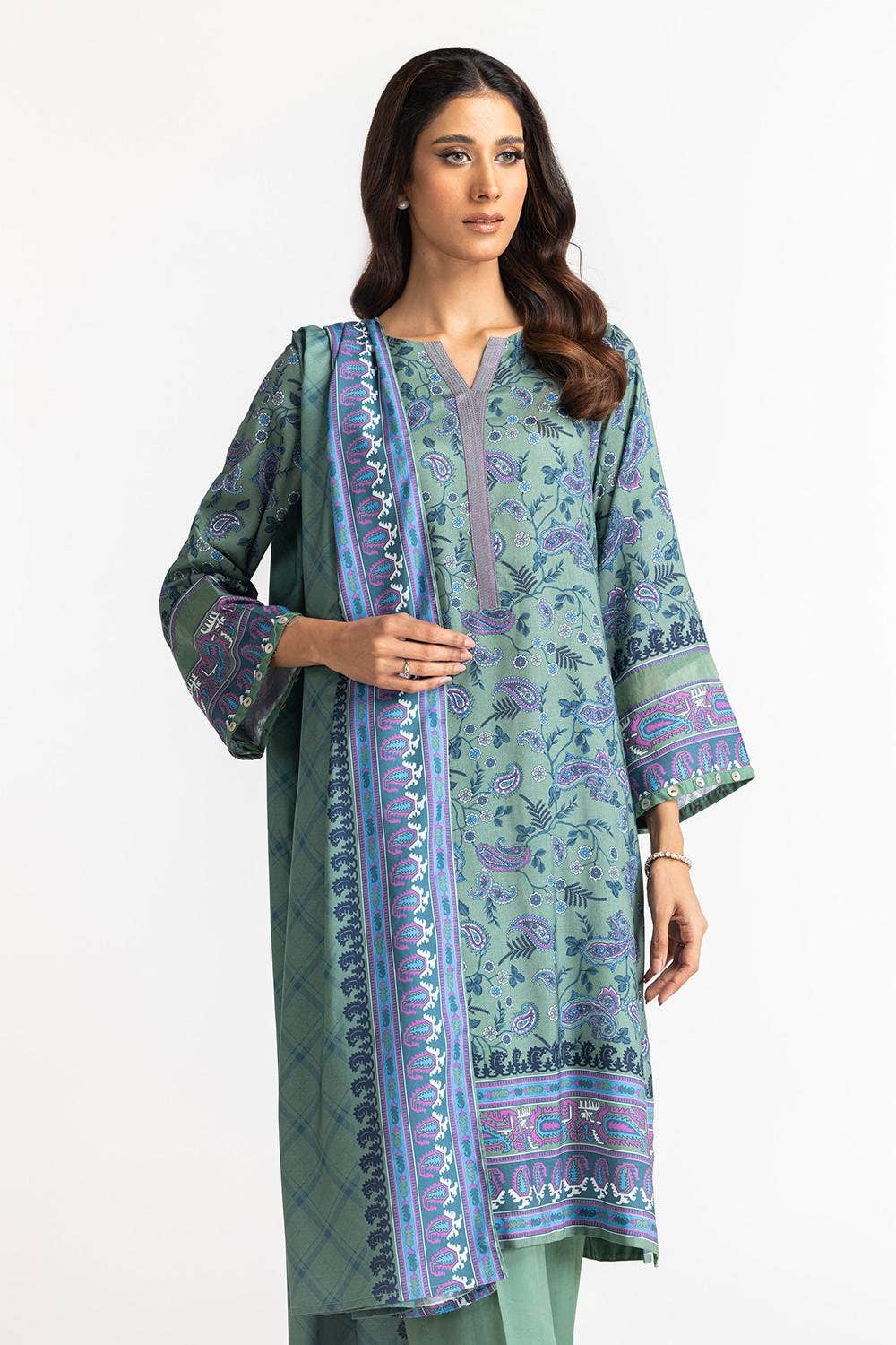 Gul Ahmed Ready to Wear 3 Piece Linen Printed Suit IUSTKSD-336