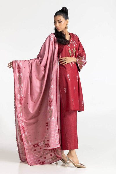 Gul Ahmed Ready to Wear 3 Piece Dyed Embroidered Jacquard Suit IUSTKSD-339