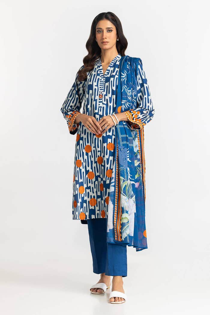 Gul Ahmed Ready to Wear 3 Piece Corduroy Printed Suit IUSTKSD-344