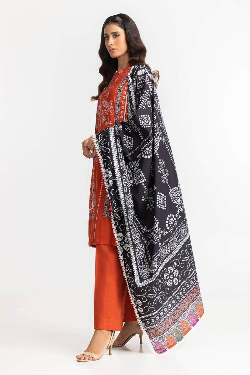 Gul Ahmed Ready to Wear 3 Piece Printed Khaddar Suit IUSTKSD-347