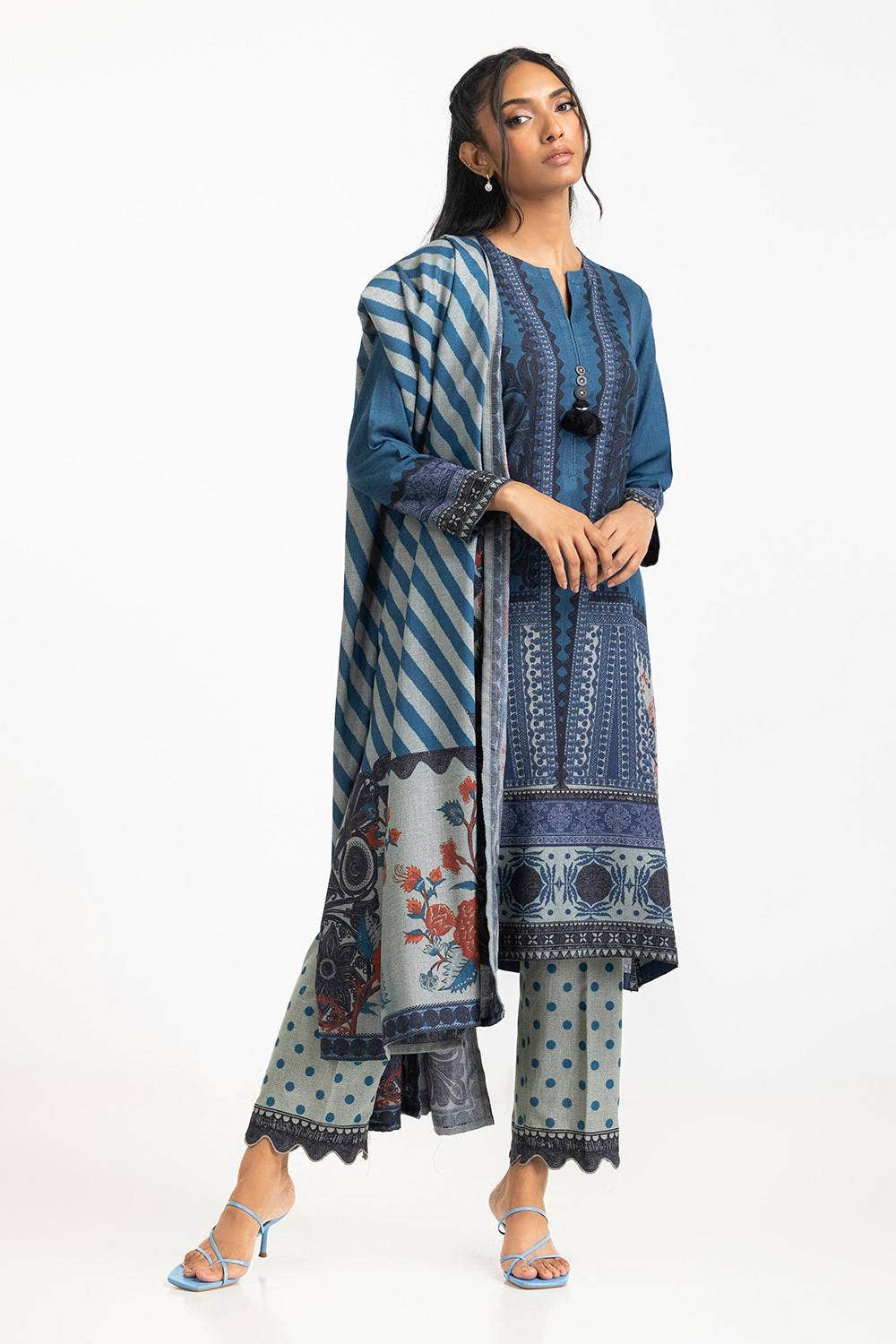 Gul Ahmed Ready to Wear 3 Piece Dhanak Printed Suit IUSTKSD-348