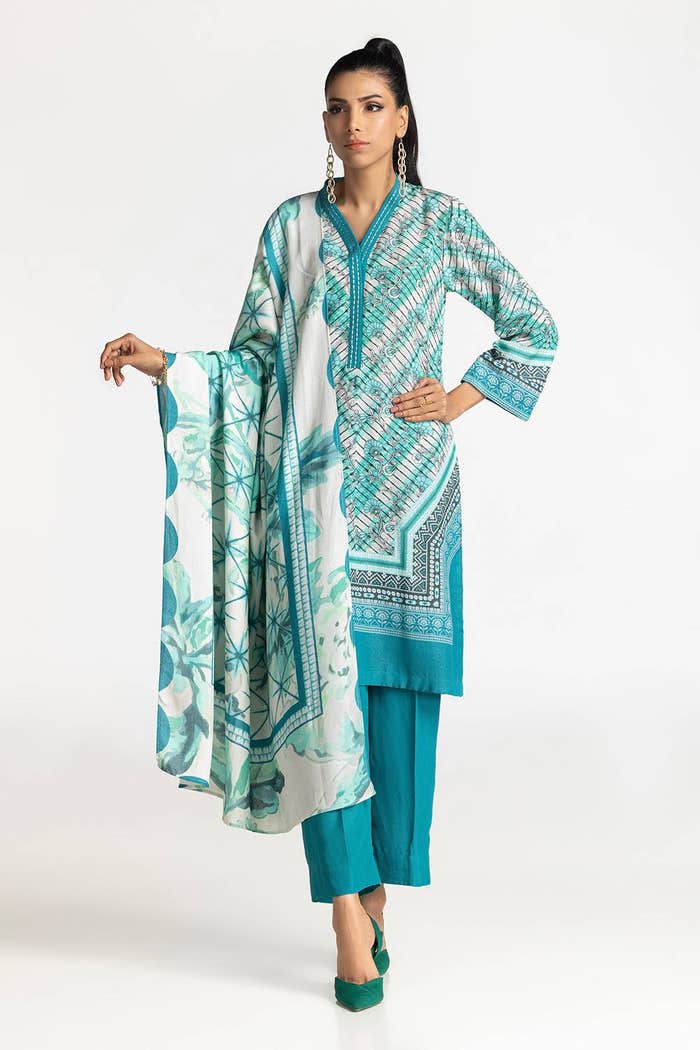 Gul Ahmed Ready to Wear 3 Piece Karandi Printed Suit IUSTKSD-365