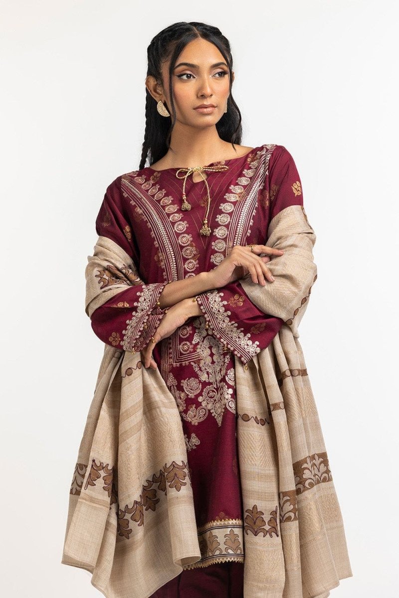 Gul Ahmed Ready to Wear 3 Piece Jacquard Embroidered Suit IUSTKSD-367