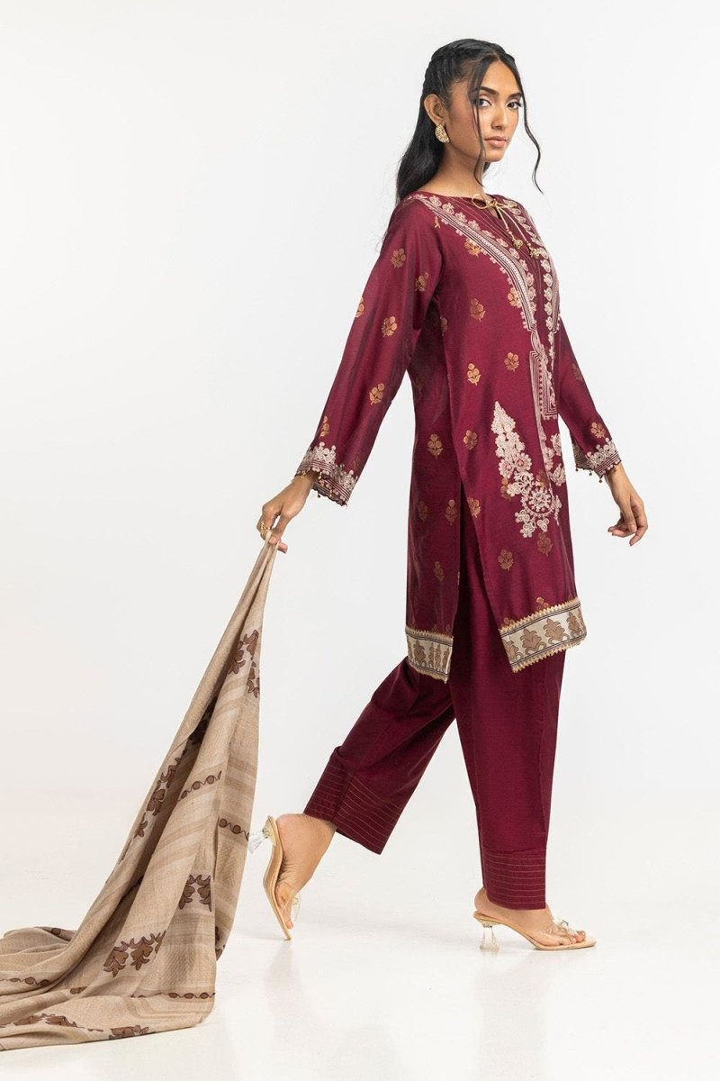 Gul Ahmed Ready to Wear 3 Piece Jacquard Embroidered Suit IUSTKSD-367