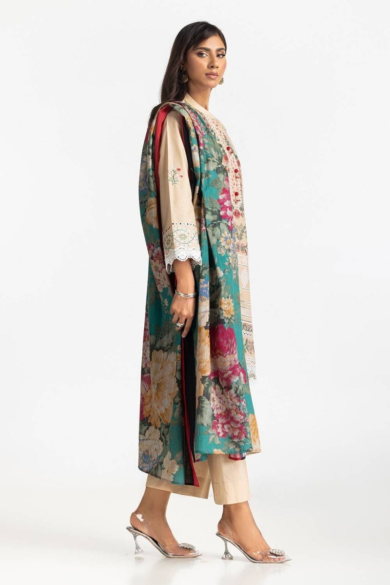 Gul Ahmed Ready to Wear 3 Piece Schiffli Embroidered Lawn Suit IUSTKSD-380