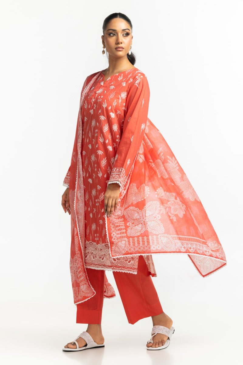 Gul Ahmed Ready to Wear 3PC Lawn Embroidered Suit IUSTKSD-388