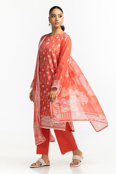 Gul Ahmed Ready to Wear 3PC Lawn Embroidered Suit IUSTKSD-388