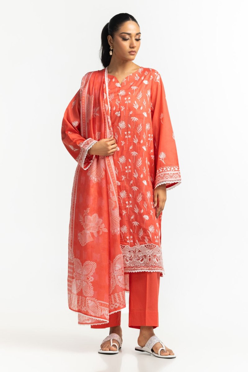 Gul Ahmed Ready to Wear 3PC Lawn Embroidered Suit IUSTKSD-388