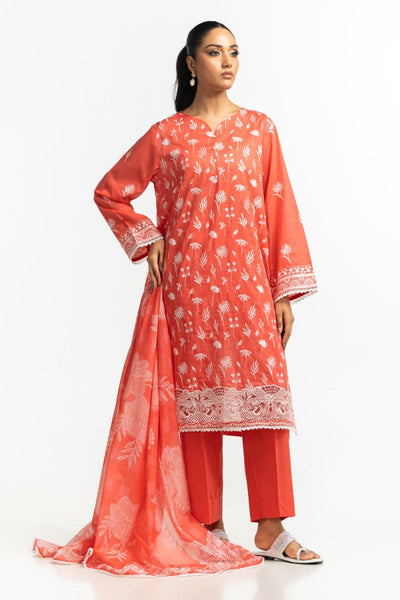 Gul Ahmed Ready to Wear 3PC Lawn Embroidered Suit IUSTKSD-388