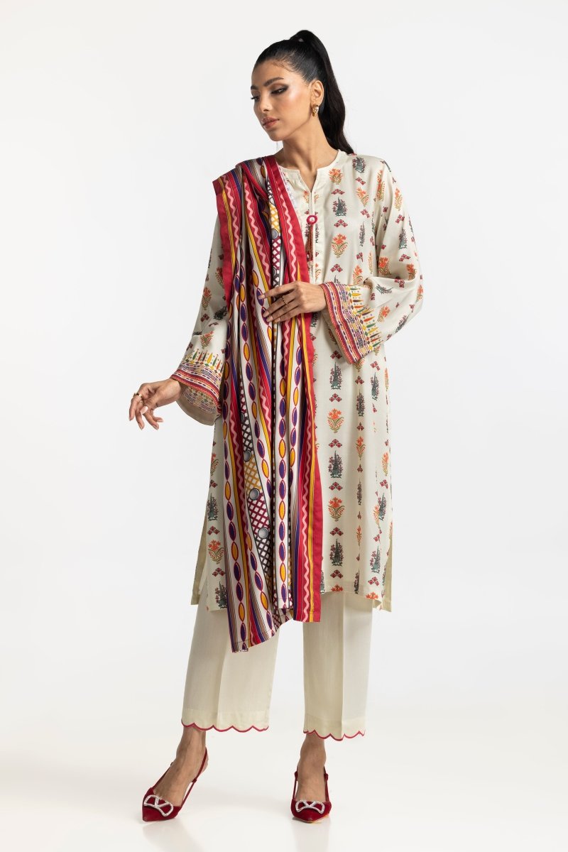 Gul Ahmed Ready to Wear 3 Piece Printed Cotail Suit IUSTKSD-393