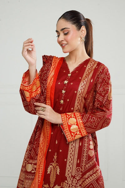 Gul Ahmed Ready to Wear 3PC Lawn Gold Printed Suit IUSTKSD-412