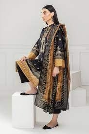 Gul Ahmed Ready to Wear 3PC Gold Printed Lawn Suit IUSTKSD-413