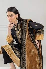 Gul Ahmed Ready to Wear 3PC Gold Printed Lawn Suit IUSTKSD-413