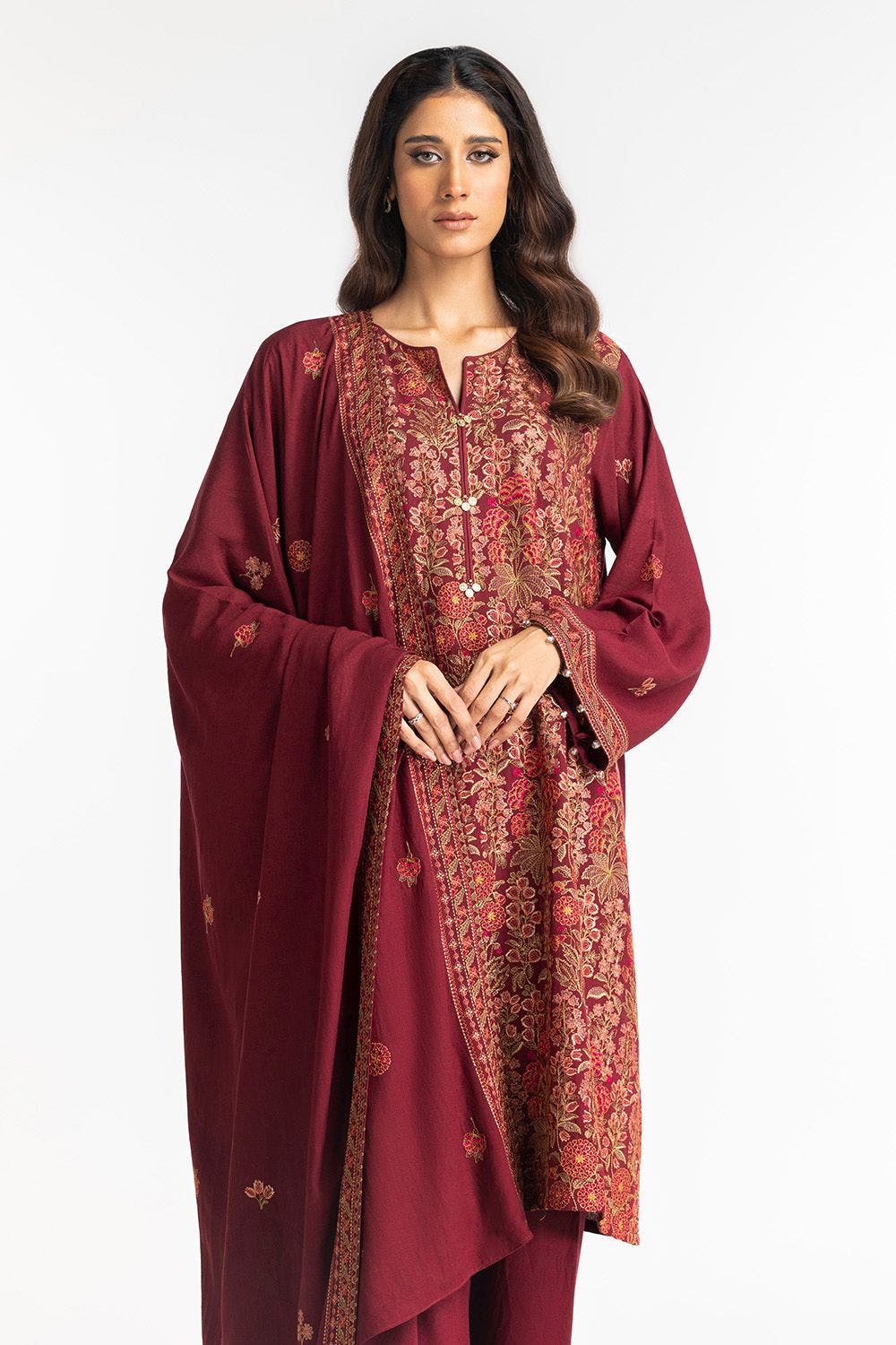 Gul Ahmed Ready to Wear 3 Piece Karandi Embroidered Suit IUSTKSD-433