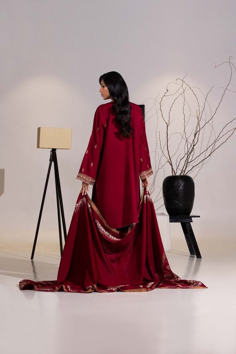 Gul Ahmed Ready to Wear 3 Piece Karandi Embroidered And Gold Lacquer Printed Suit IUSTKSD-442