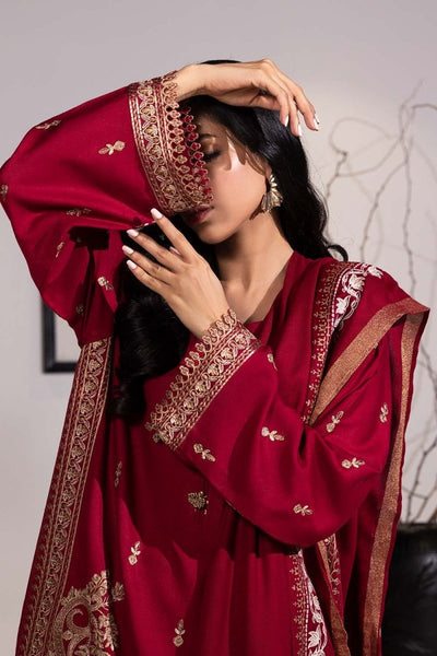 Gul Ahmed Ready to Wear 3 Piece Karandi Embroidered And Gold Lacquer Printed Suit IUSTKSD-442
