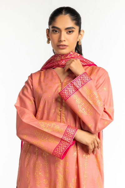 Gul Ahmed Ready to Wear 3PC Lawn Gold Printed Suit IUSTKSD-457