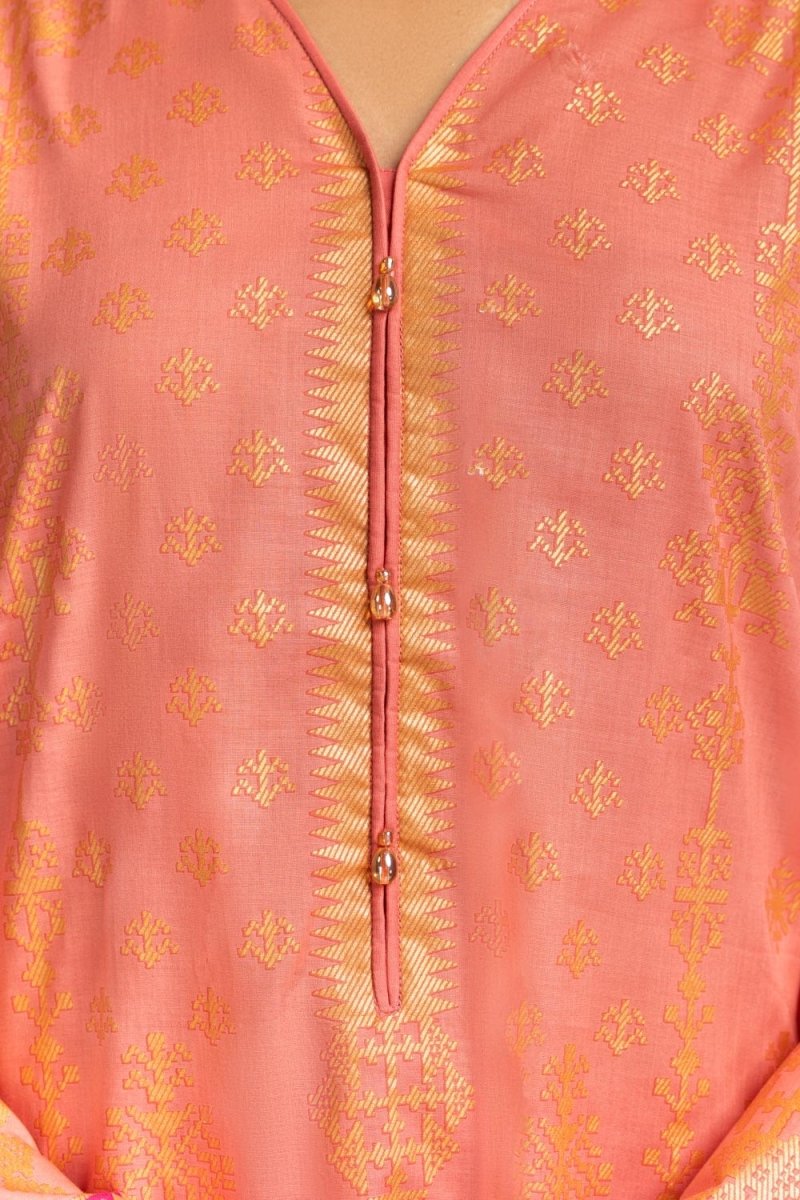Gul Ahmed Ready to Wear 3PC Lawn Gold Printed Suit IUSTKSD-457