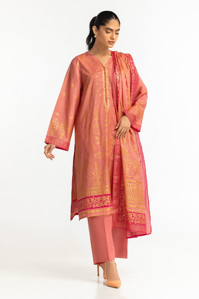 Gul Ahmed Ready to Wear 3PC Lawn Gold Printed Suit IUSTKSD-457