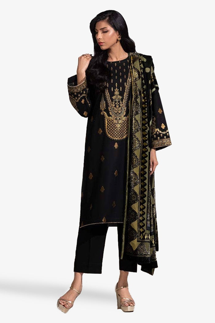 Gul Ahmed Ready to Wear 3 Piece Khaddar Embroidered Suit IUSTKSD-459