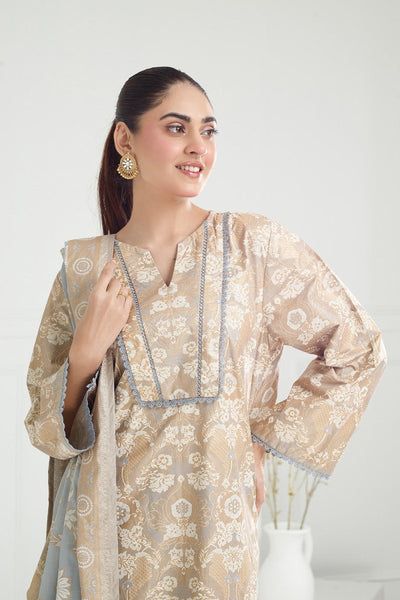 Gul Ahmed Ready to Wear 3PC Lawn Gold And Lacquer Printed Suit IUSTKSD-464