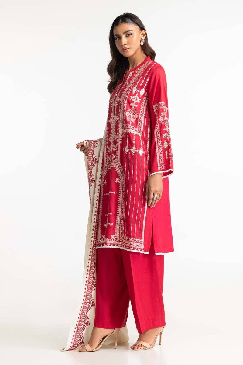 Gul Ahmed Ready to Wear 3 Piece Cotail Embroidered Suit IUSTKSD-465