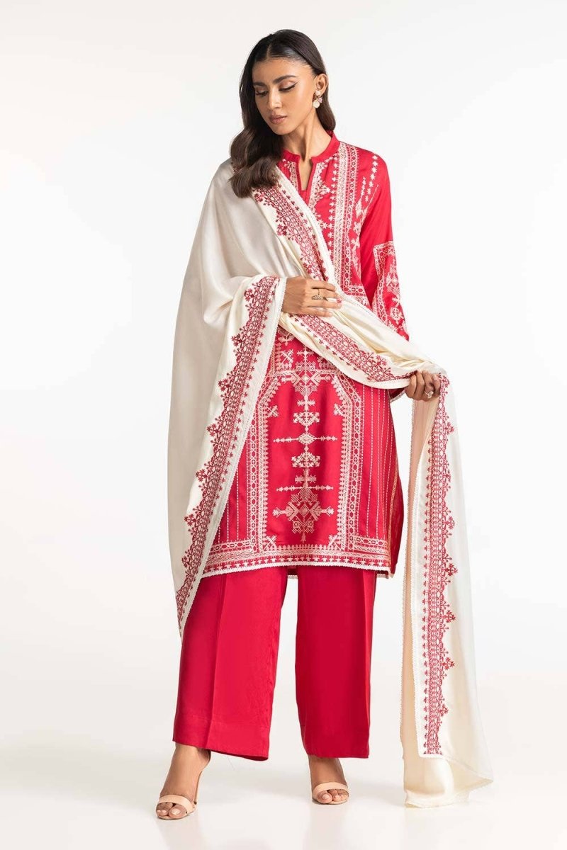 Gul Ahmed Ready to Wear 3 Piece Cotail Embroidered Suit IUSTKSD-465