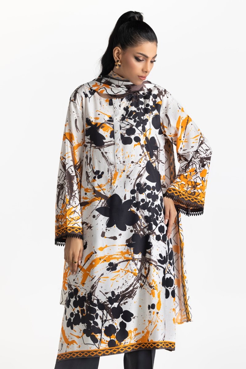 Gul Ahmed Ready to Wear 3 Piece Printed Linen Suit IUSTKSD-474