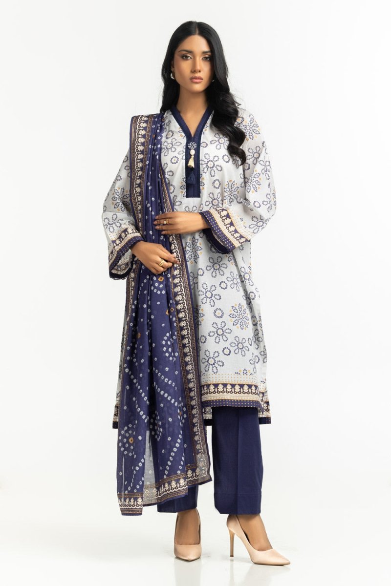 Gul Ahmed Ready to Wear 3PC Lawn Gold And Lacquer Printed Suit IUSTKSD-522