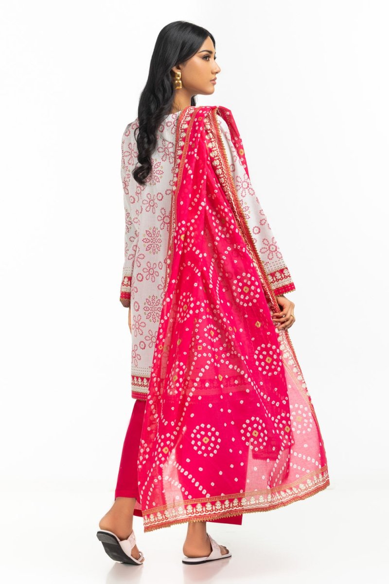 Gul Ahmed Ready to Wear 3PC Lawn Gold And Lacquer Printed Suit IUSTKSD-523