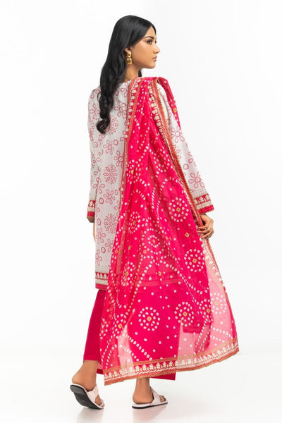 Gul Ahmed Ready to Wear 3PC Lawn Gold And Lacquer Printed Suit IUSTKSD-523