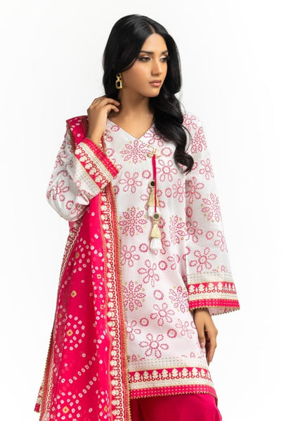 Gul Ahmed Ready to Wear 3PC Lawn Gold And Lacquer Printed Suit IUSTKSD-523