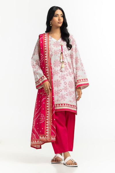 Gul Ahmed Ready to Wear 3PC Lawn Gold And Lacquer Printed Suit IUSTKSD-523