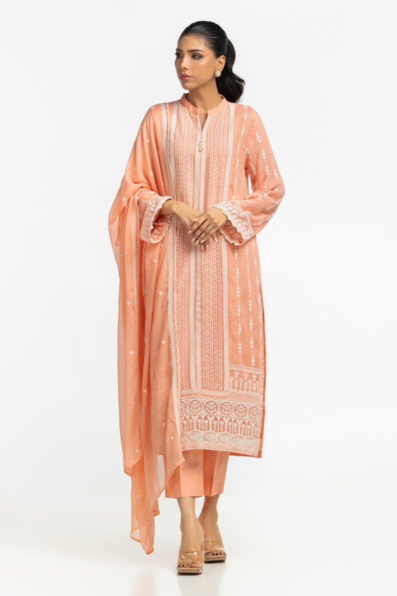Gul Ahmed Ready to Wear 3PC Chiffon Embroidered Suit IUSTKSD-595