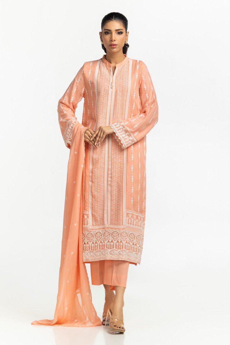Gul Ahmed Ready to Wear 3PC Chiffon Embroidered Suit IUSTKSD-595