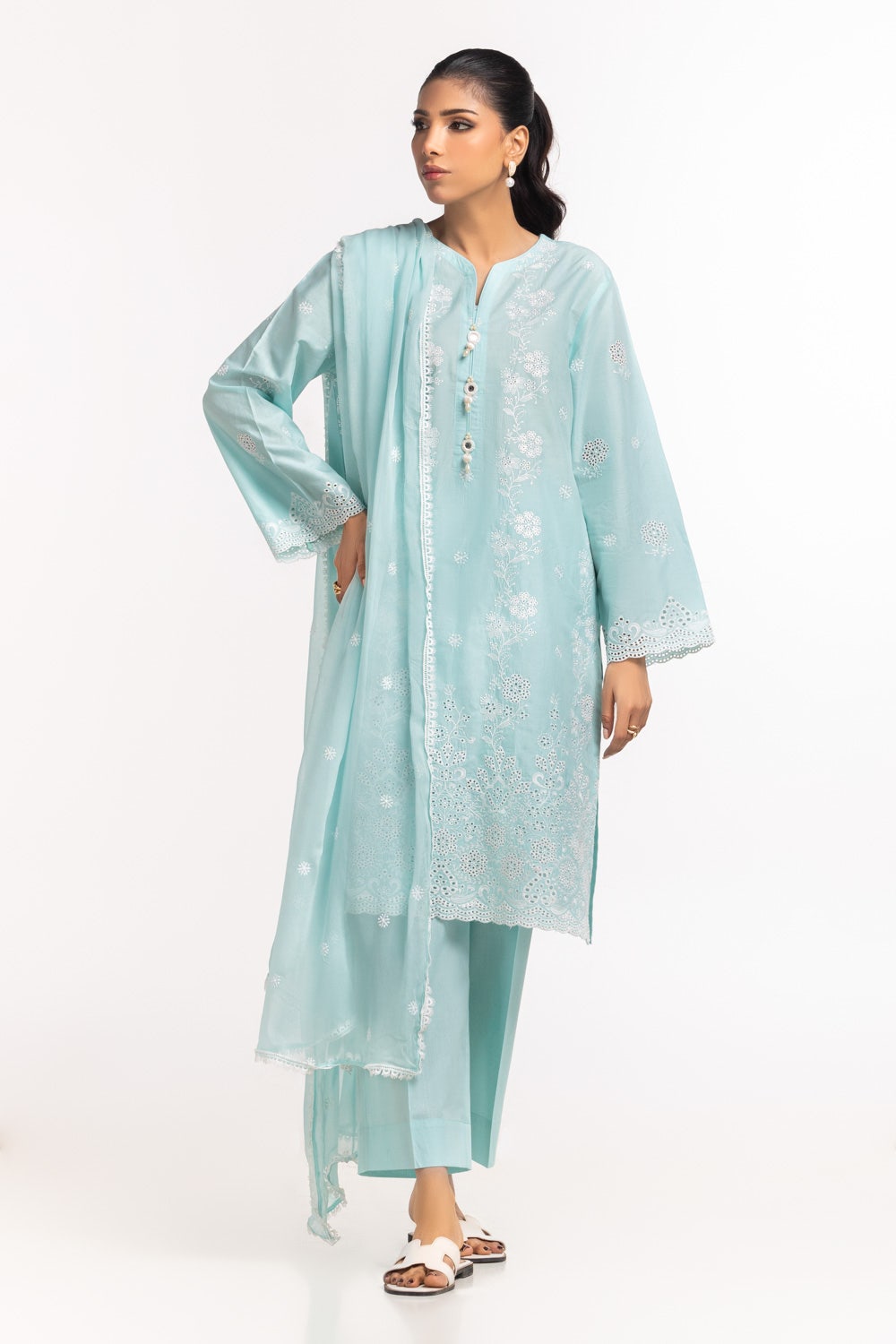 Gul Ahmed Ready to Wear 3PC Lawn Schiffli Embroidered Suit IUSTKSD-604