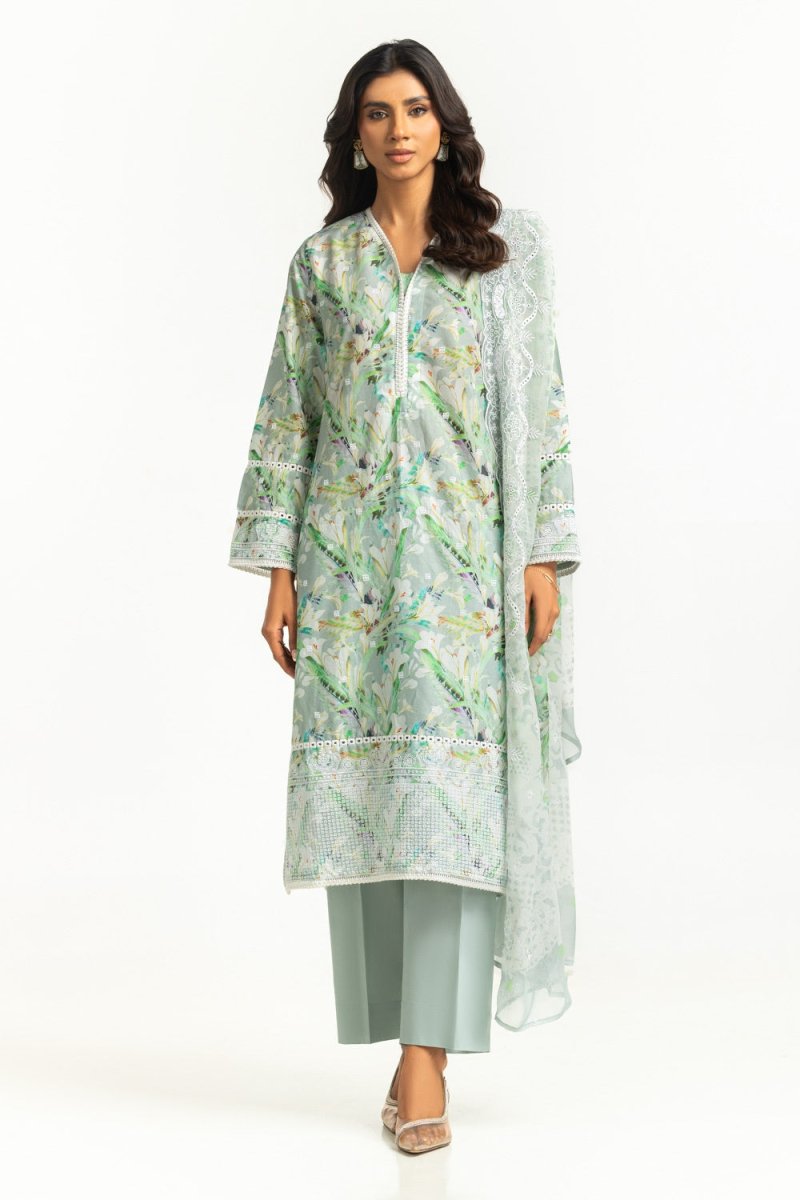 Gul Ahmed Ready to Wear 3PC Lawn Printed Suit With Embroidered IUSTKSD-625