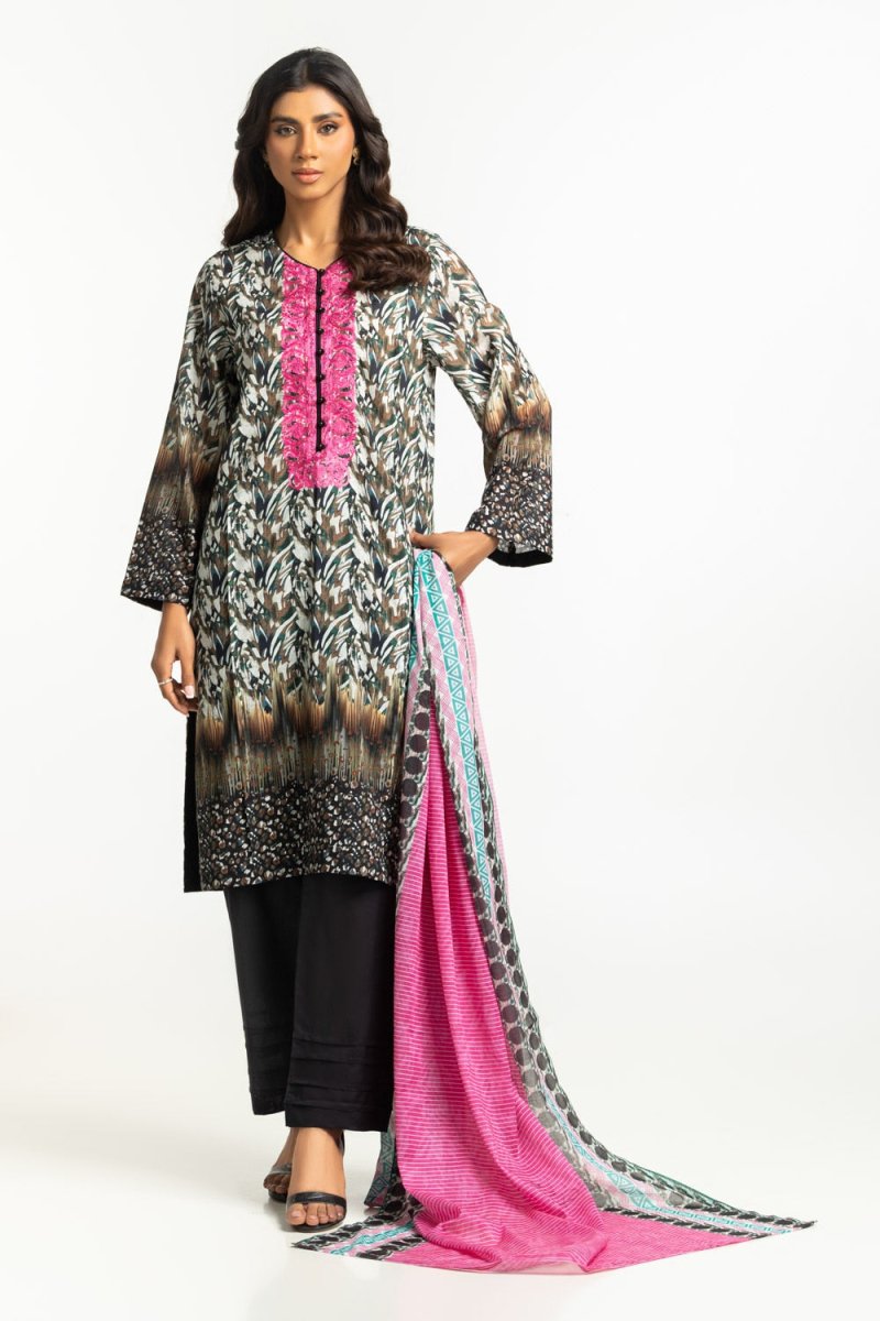 Gul Ahmed Ready to Wear 3PC Lawn Printed Suit With Embroidered IUSTKSD-666