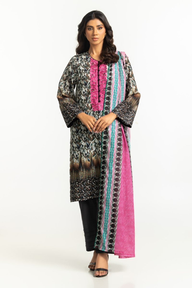 Gul Ahmed Ready to Wear 3PC Lawn Printed Suit With Embroidered IUSTKSD-666