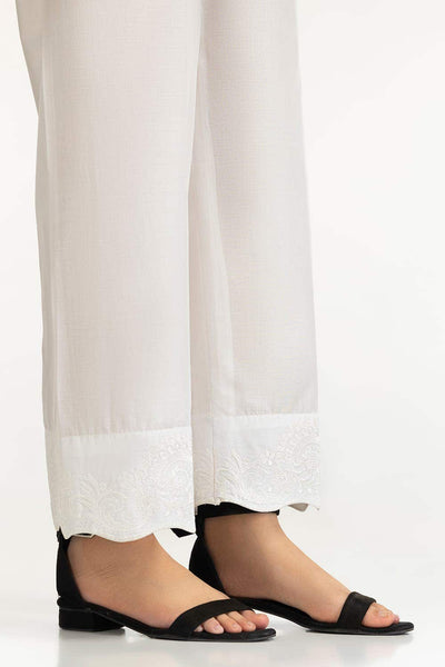 Gul Ahmed Stitched White Lawn Embroidered Trouser IUSTTR-42001