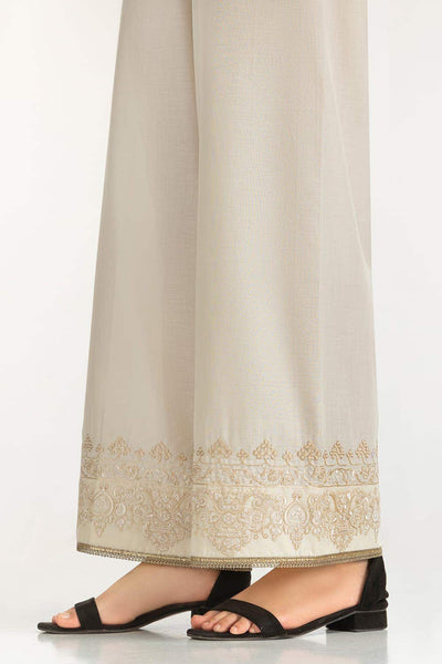 Gul Ahmed Stitched Beige Lawn Embroidered Trouser IUSTTR-42002