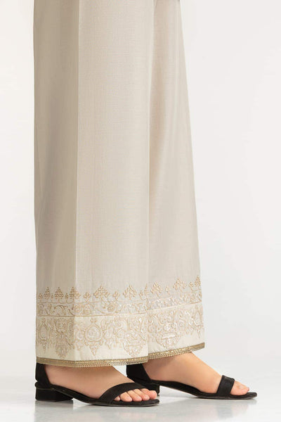 Gul Ahmed Stitched Beige Lawn Embroidered Trouser IUSTTR-42002