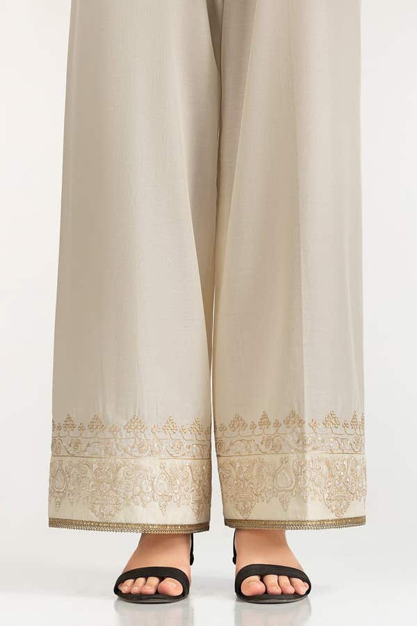 Gul Ahmed Stitched Beige Lawn Embroidered Trouser IUSTTR-42002