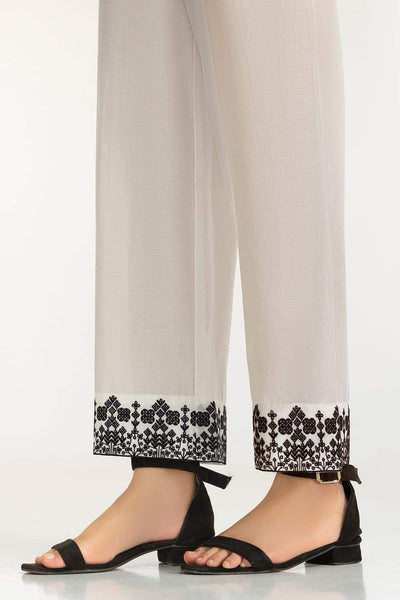 Gul Ahmed Stitched White Lawn Embroidered Trouser IUSTTR-42005