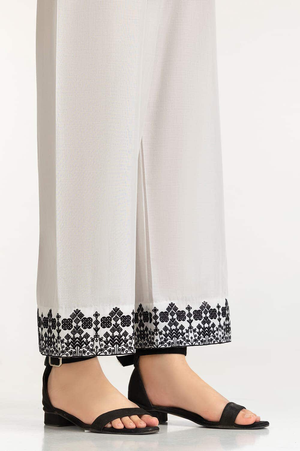 Gul Ahmed Stitched White Lawn Embroidered Trouser IUSTTR-42005