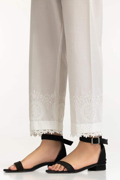 Gul Ahmed Stitched White Lawn Embroidered Trouser IUSTTR-42007